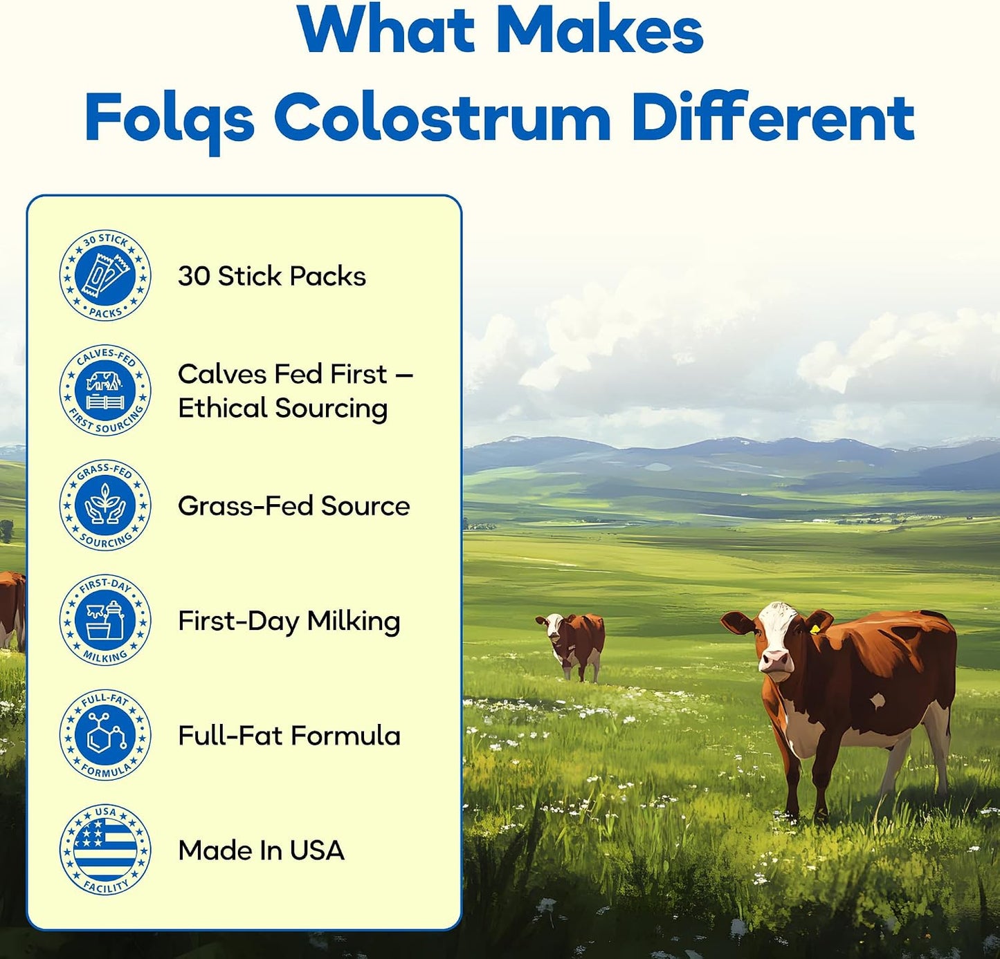 Bovine Colostrum Powder, First Day Milking, Immune & Gut, 30 Servings | First-Day Milking, Colostrum Supplement, Supports Skin & Tissue, Made in USA, Amino Acids, Vitamins, Minerals, Kosher