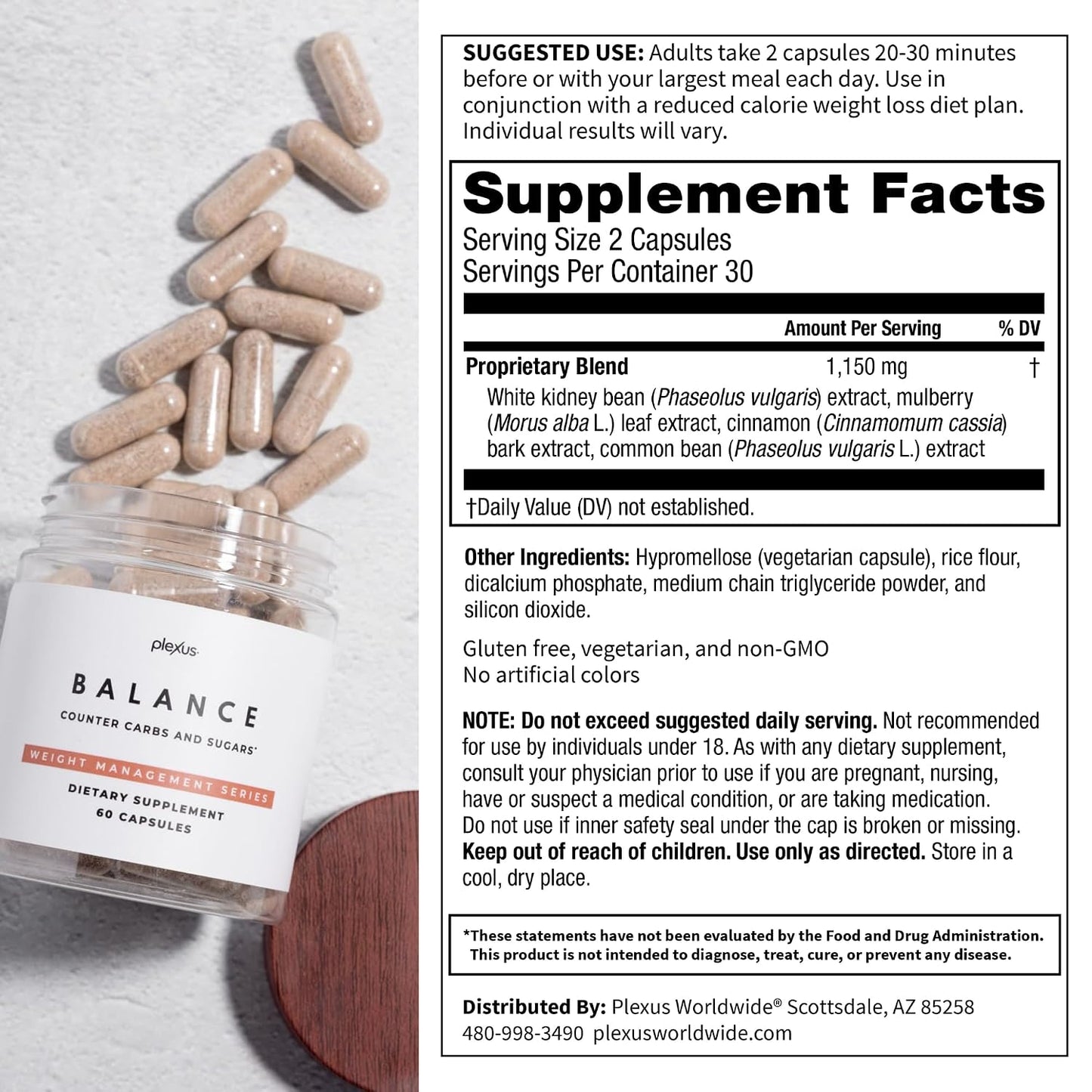 Plexus Balance | Supports carbohydrate metabolism & gradual digestion. White kidney bean & mulberry leaf extract. Gluten free, non-GMO