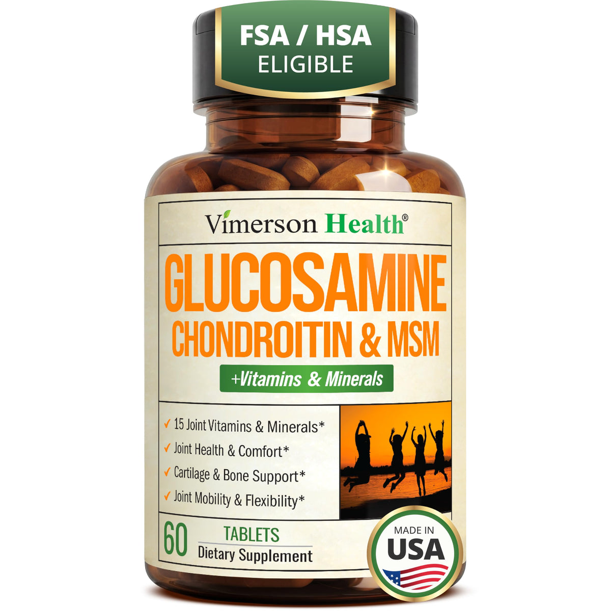 Glucosamine Chondroitin MSM – Potent 2000mg MSM for Joint Support –150 Caps