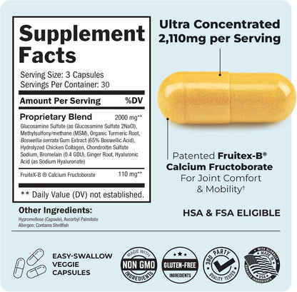 Glucosamine Chondroitin MSM Joint Support Supplement, 90 Capsules
