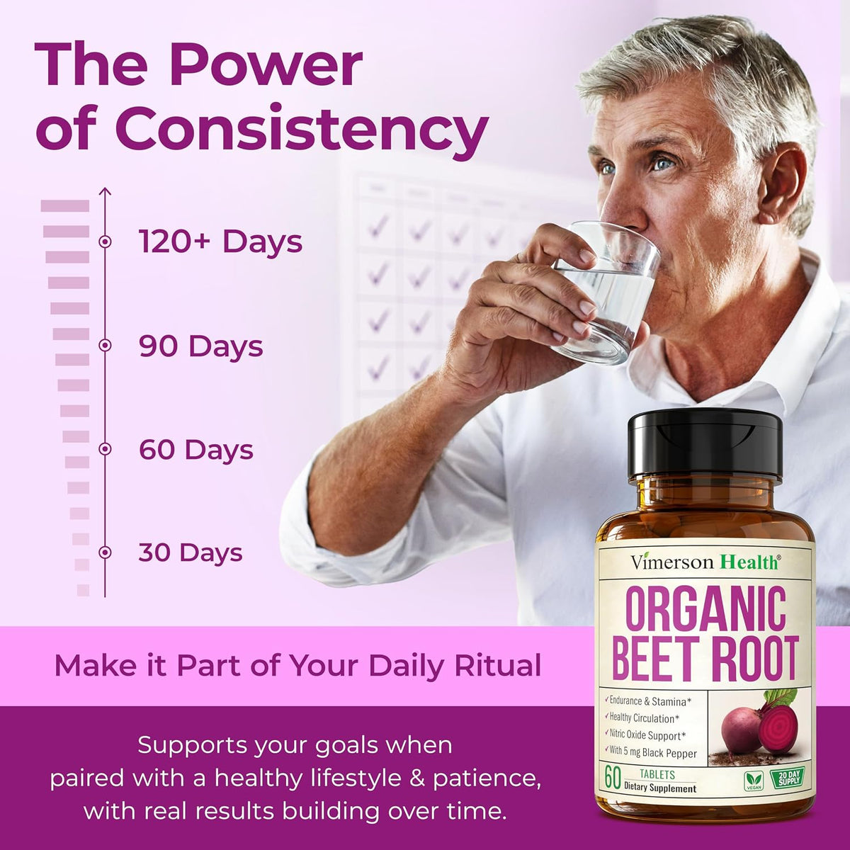 Organic Beetroot Supplement – USDA Organic Beet Root Tablets with Black Pepper for Circulation, Energy & Stamina – Nitric Oxide Support for Pre & Post Workout Performance & Endurance – 20 days supply