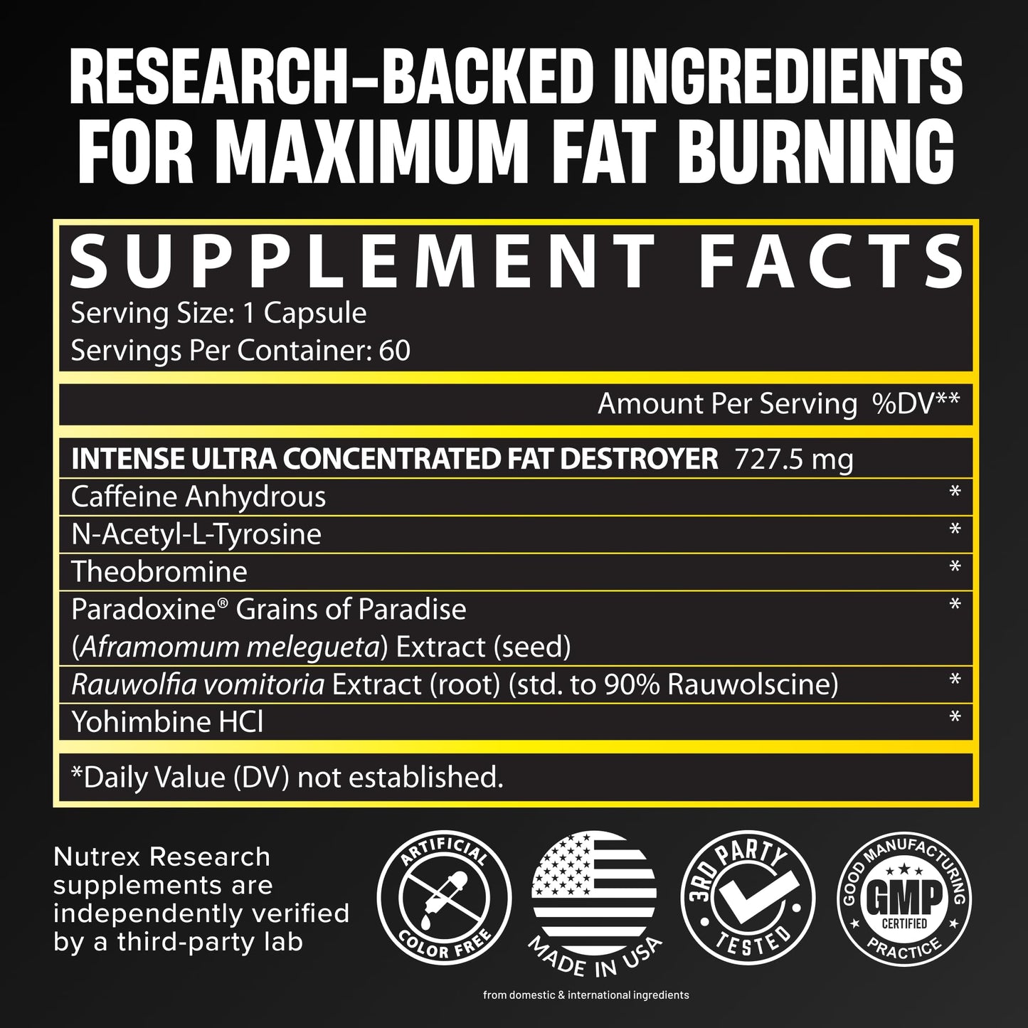 Nutrex Research Lipo6 Black Intense Ultra Concentrate Thermogenic Belly Fat Burner for Men and Women | Diet Weight Loss Supplement and Appetite Suppressant | 60 Diet Pills