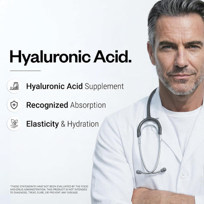 Supersmart Hyaluronic Acid Supplement 300mg per Day (Sodium Hyaluronate) - High Molecular Weight 1.2 Million Daltons | Non-GMO & Gluten Free - 60 Vegetarian Capsules