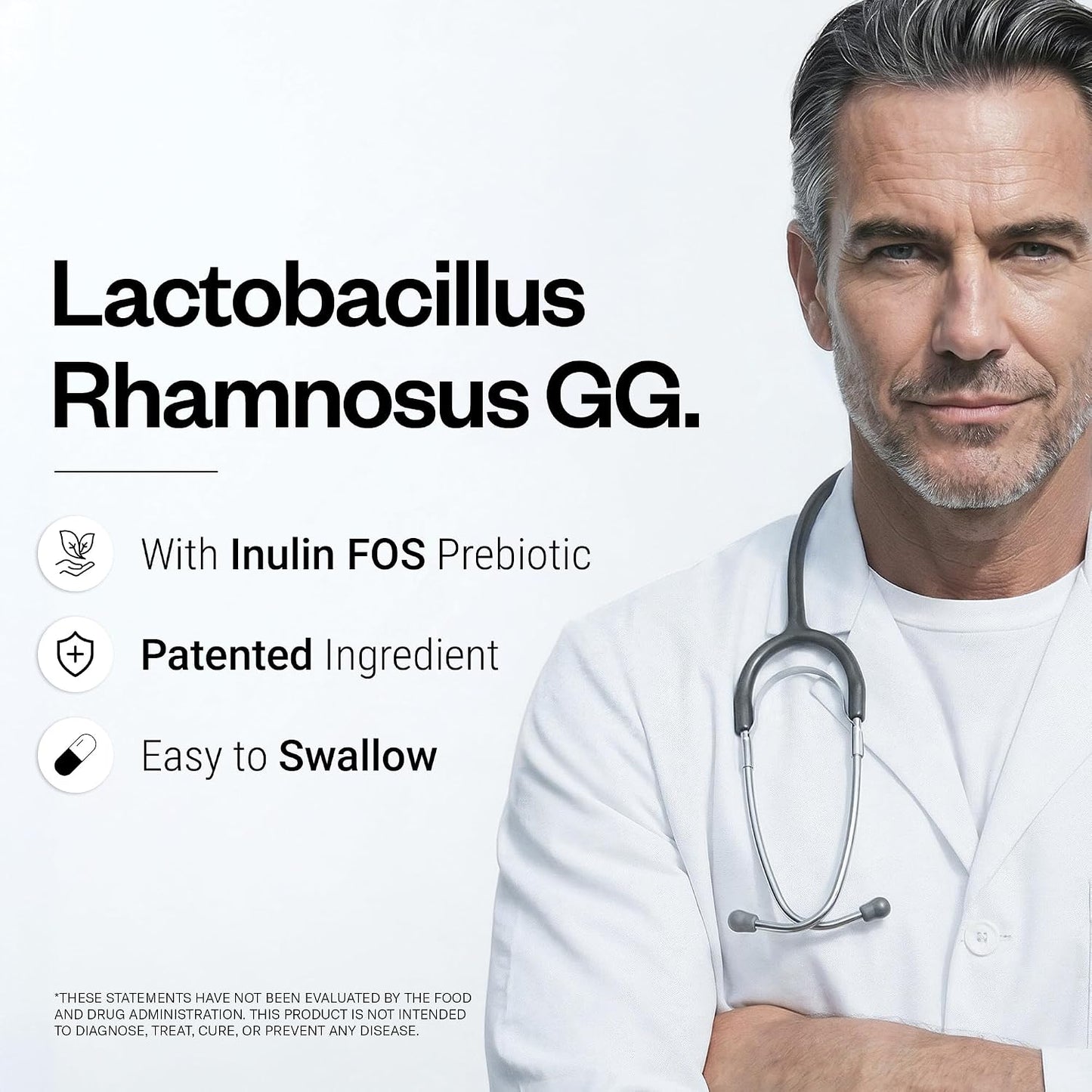 Supersmart Lactobacillus Rhamnosus GG 10 Billion CFU per Day (LGG Probiotic with Inulin) - L. Rhamnosus Supplement | Non-GMO & Gluten Free - 60 DR Capsules