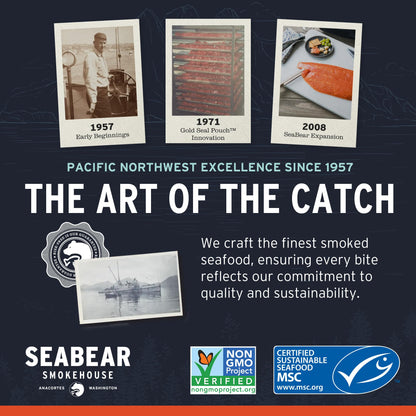 SeaBear Smoked Salmon Trio 18oz (3 x 6oz) Fillets Gift Box – Wild Alaska Sockeye, Wild Pink & Coho Fillets, Shelf Stable, Ready to Eat, 18 Ounce (3 x 6 Ounce) Filets