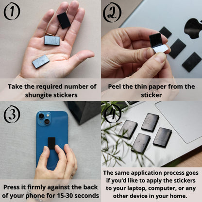 KARELIANMASTERS Shungite Stones Pyramid and Sticker for Phone Set - Crystal Healing Protection