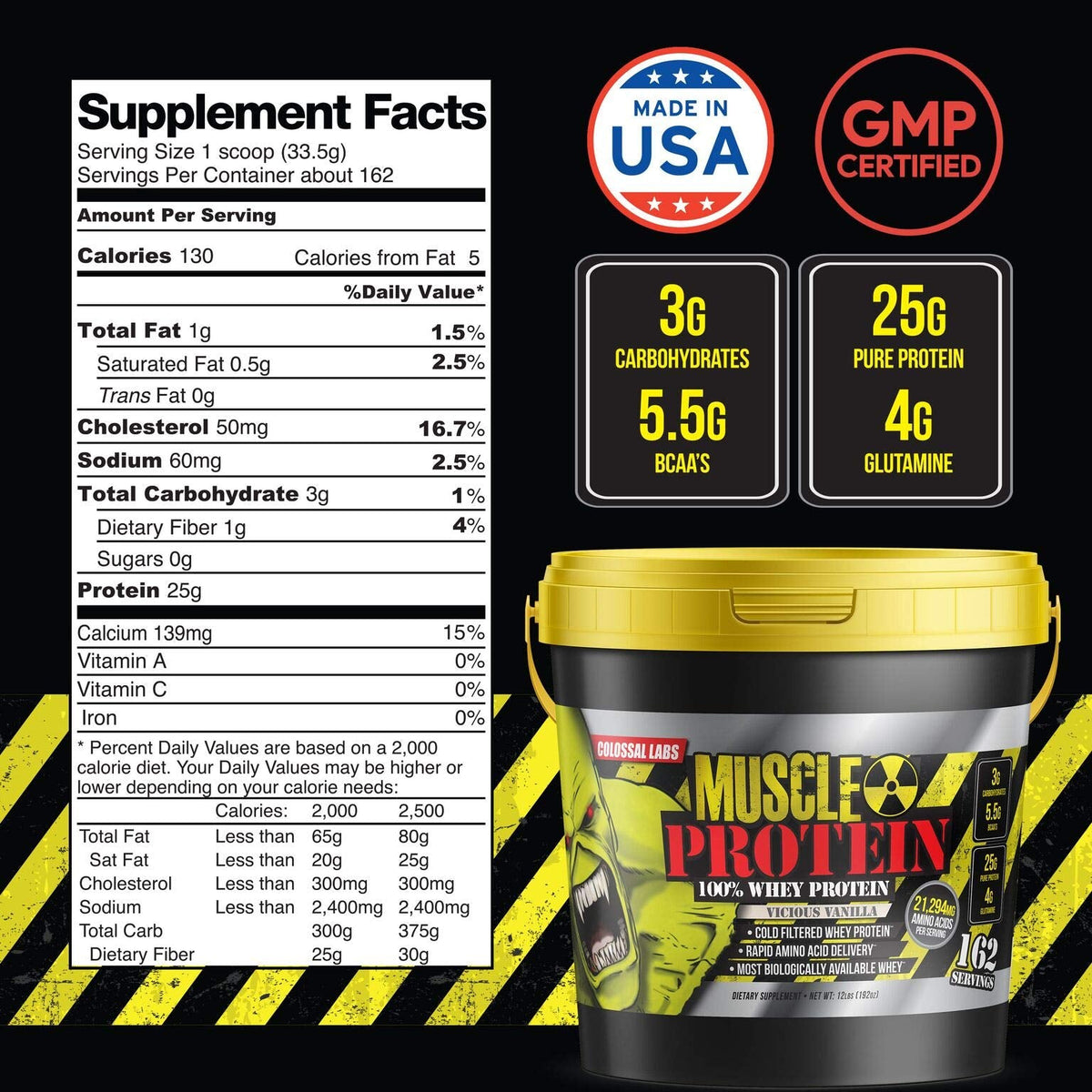 COLOSSAL LABS Muscle Protein Whey Powder [12 lbs/Pack of 1]–Chocolate Protein