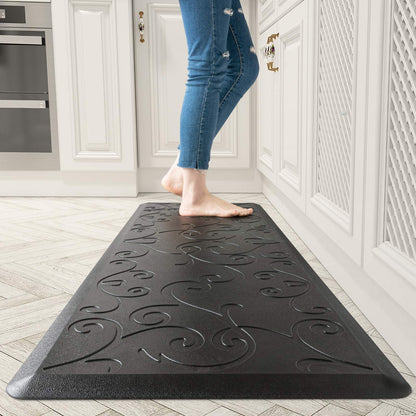 Floral Kitchen Floor Mats Cushioned Anti Fatigue for House 1/2 Inch Thick Non-Slip 
