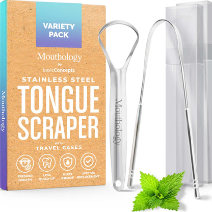 Mouthology Tongue Scraper Stainless Steel Metal Tongue Scraper for Tongue Cleaning