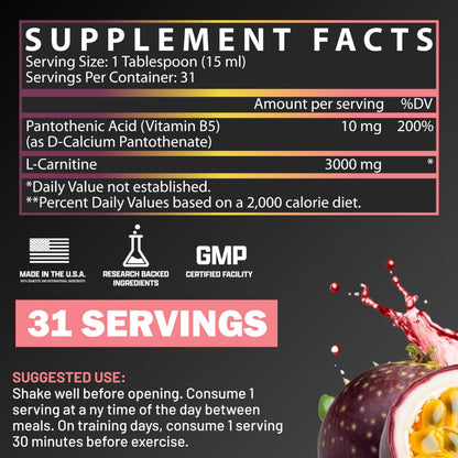 Nutrex Research L Carnitine 3000 - Clinically Dosed L-Carnitine Liquid for Energy, Metabolism & Muscle Recovery - Delicious Strawberry Watermelon - No Sugar, No Carbs, No Stimulants - 31 Servings