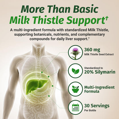 1 Body Milk Thistle Complex, Liver Support, 60 Vegan Capsules, 30 Servings