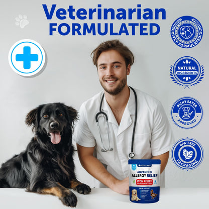Dog Allergy Relief Chews - Itching Skin Relief for Dogs - Fish Oil - Omega 3 - Seasonal Allergies Pills - Skin & Coat, Anti Itch,Hot Spots Treatment - Canine Immune Health Supplement - 120 Soft Treats