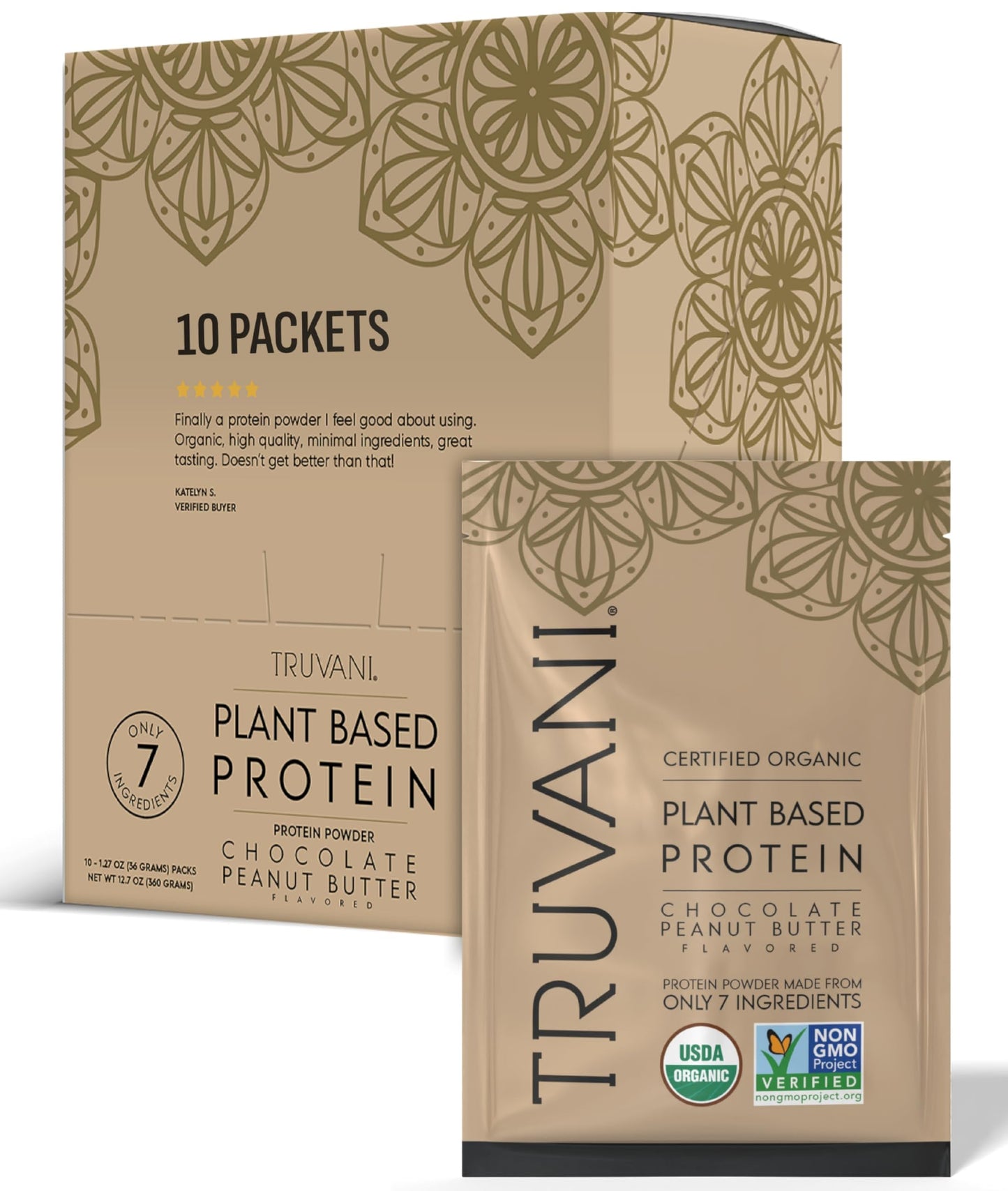 Truvani Organic Plant Based Protein Powder | Strawberry | 10 Servings | Vegan | 20g Pea Protein | Single Serving Travel Packets | Keto | Gluten & Dairy Free | Low Carb