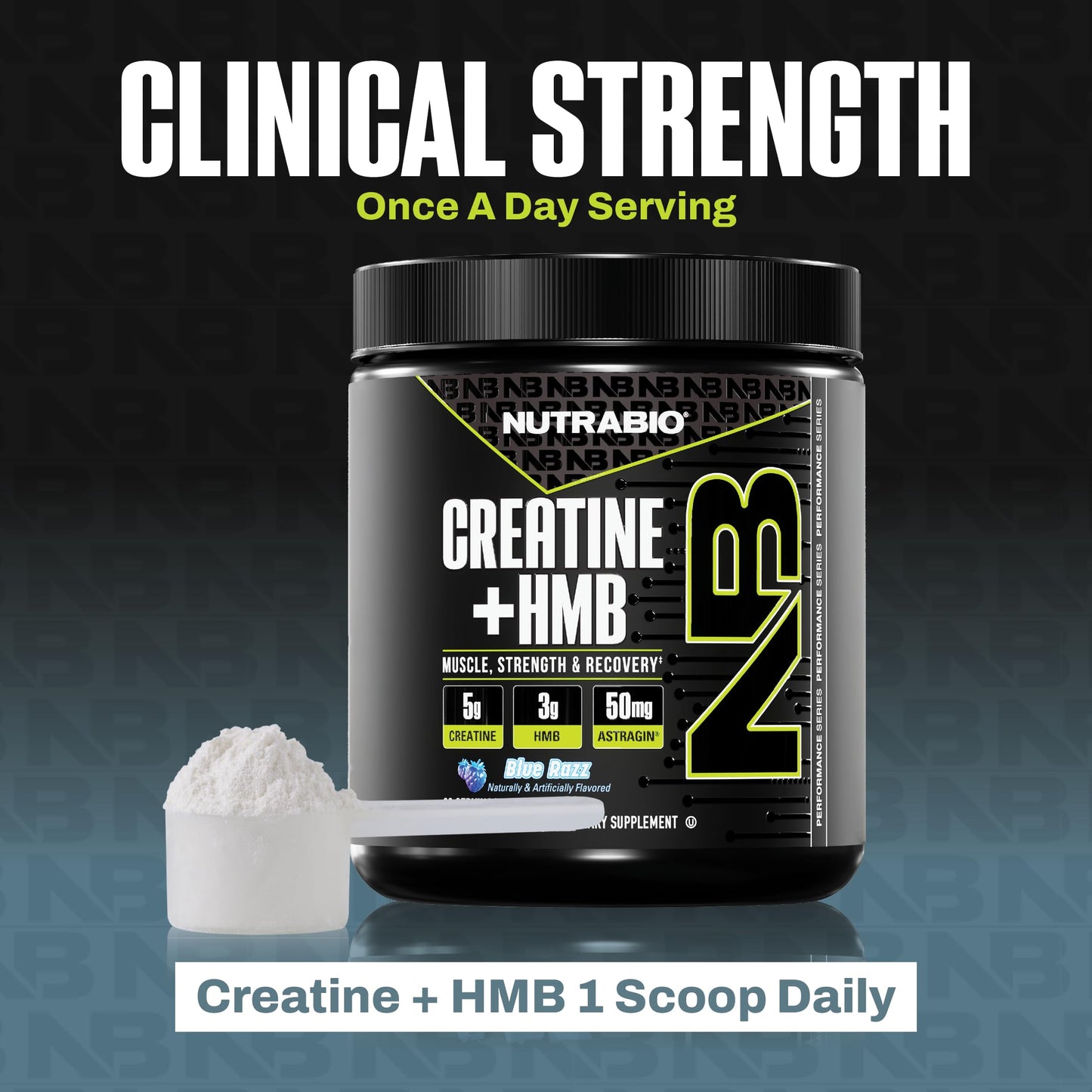 NutraBio Creatine + HMB- Creatine Monohydrate with HMB Powder for Muscle Growth, Increased Strength- 30 Servings (Unflavored)