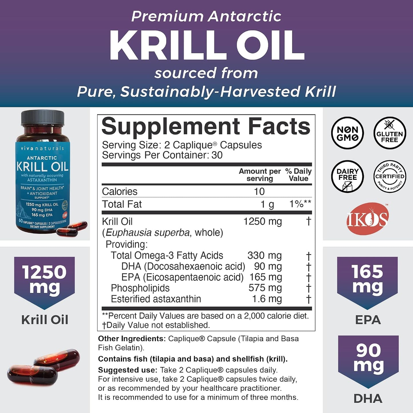 Viva Naturals Antarctic Krill Oil and Elderberry, Vitamin C, Zinc and Vitamin D3 5000 IU Bundle, 1250 mg of Krill Oil Providing Omega 3 EPA and DHA for Joint Health, Elderberry for Immune Support