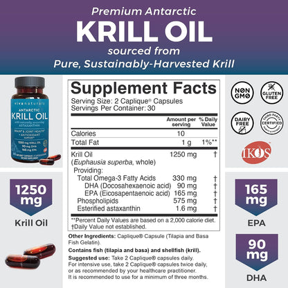 Viva Naturals Antarctic Krill Oil and Elderberry, Vitamin C, Zinc and Vitamin D3 5000 IU Bundle, 1250 mg of Krill Oil Providing Omega 3 EPA and DHA for Joint Health, Elderberry for Immune Support