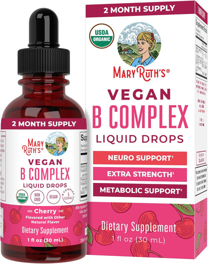MARYRUTH'S Organics Vitamin B Complex | B Vitamins Complex | Biotin | Vitamin B12 | Niacin | Folate | Metabolic Support Supplement | Vegan | USDA Organic | Non-GMO | Gluten Free | 2 Month Supply