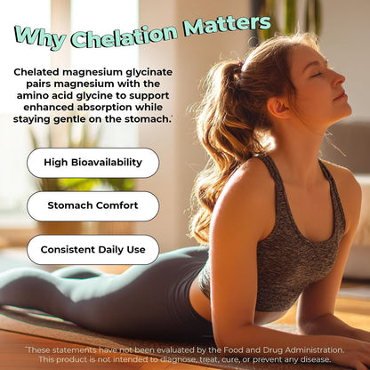 200mg Chelated Magnesium Glycinate Supplement for Women & Men - Muscle & Nerve Function - High Absorption Magnesium for Sleep Support & Energy Metabolism - 30 Vegan Capsules