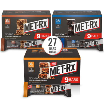 MET-Rx Big 100 Colossal Protein Bars, Healthy Meal Replacement Snack, Variety Pack