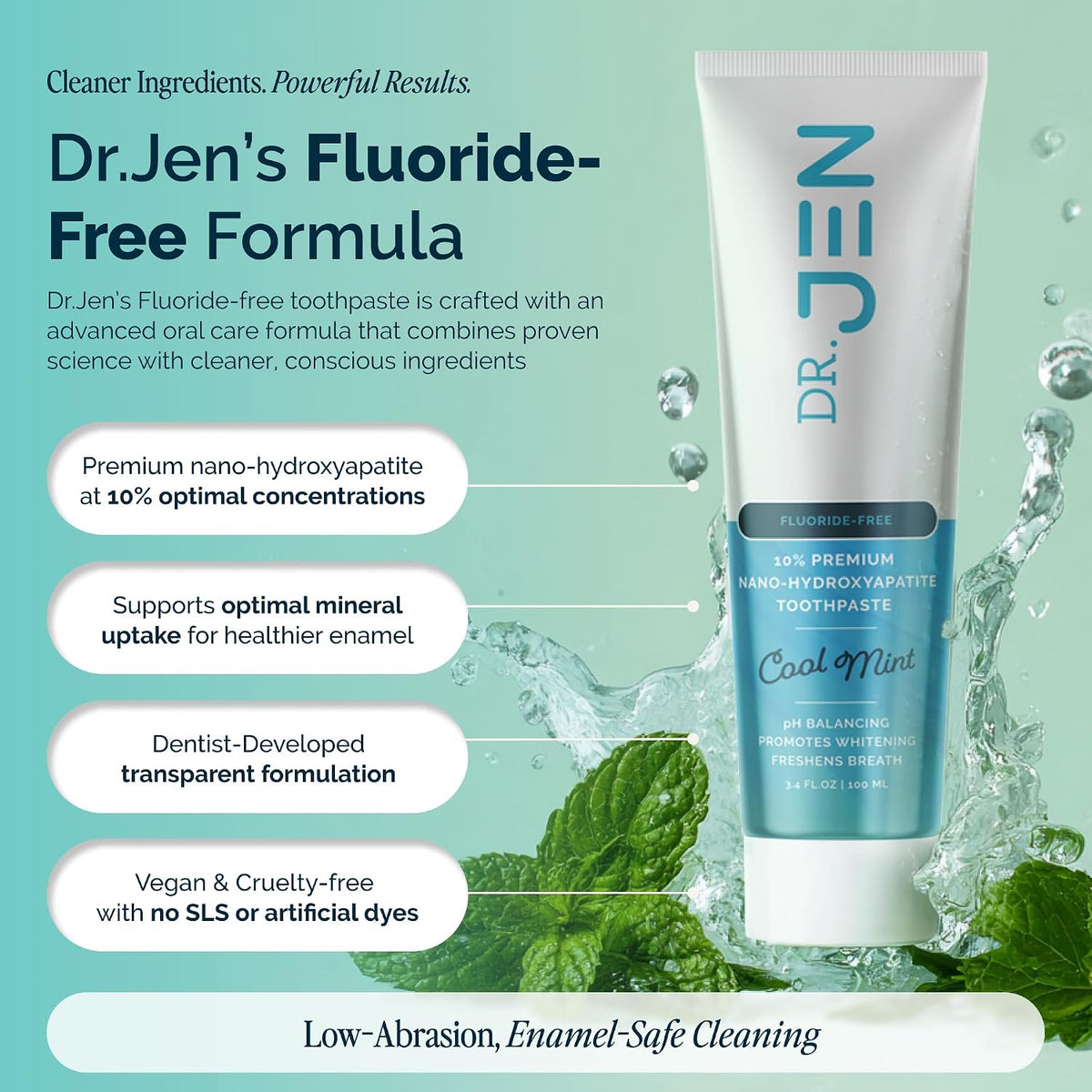 Dr. Jen Fluoride Free Toothpaste with 10% Premium Nano Hydroxyapatite