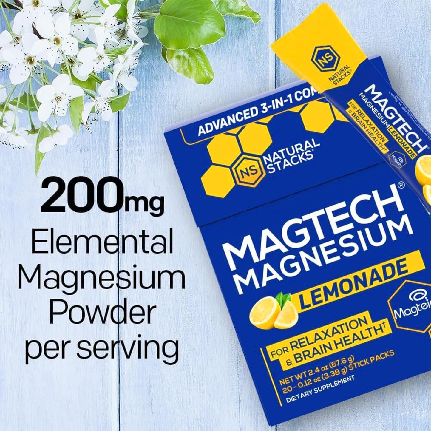 Magtech Magnesium Lemonade & Magtech Hydration Powder with Creatine - Sugar Free Magnesium Powder - Supports Hydration & Brain Health - 34 Total Servings