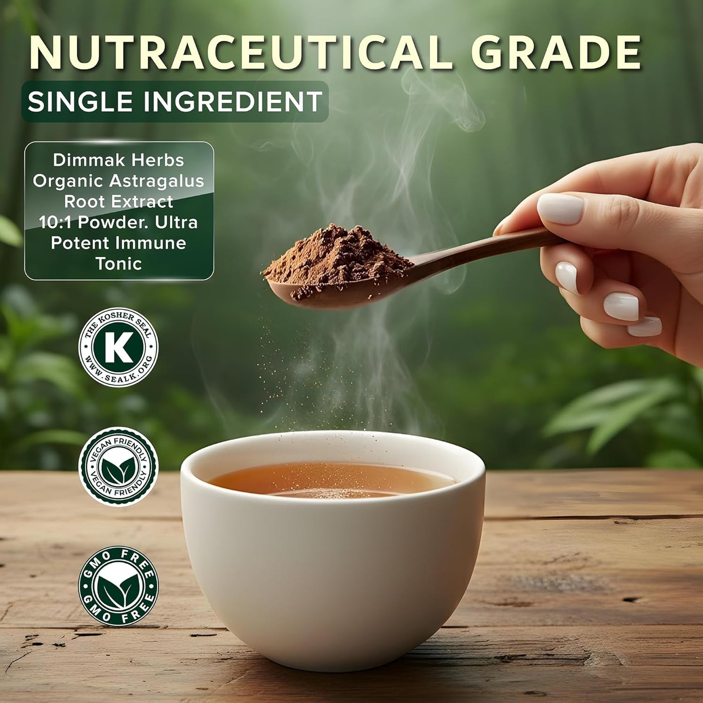 Organic Astragalus Root Extract 10:1 Powder (Ultra Potent Immune Tonic)- TCM Doctor Sourced Huang Qi for Vitality, Telomere Support & Jing- No Cooking Needed, Instant Tea (4oz)