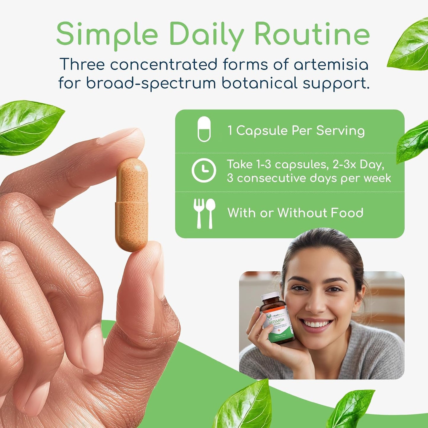 Artemisia Trinity | Cleansing for Adults with Wormwood Herb & Artemisinin 30:1 Extract | Resistance & Digestive Support | Herbal Supplements | Pure, Plant-Based, 90 Caps