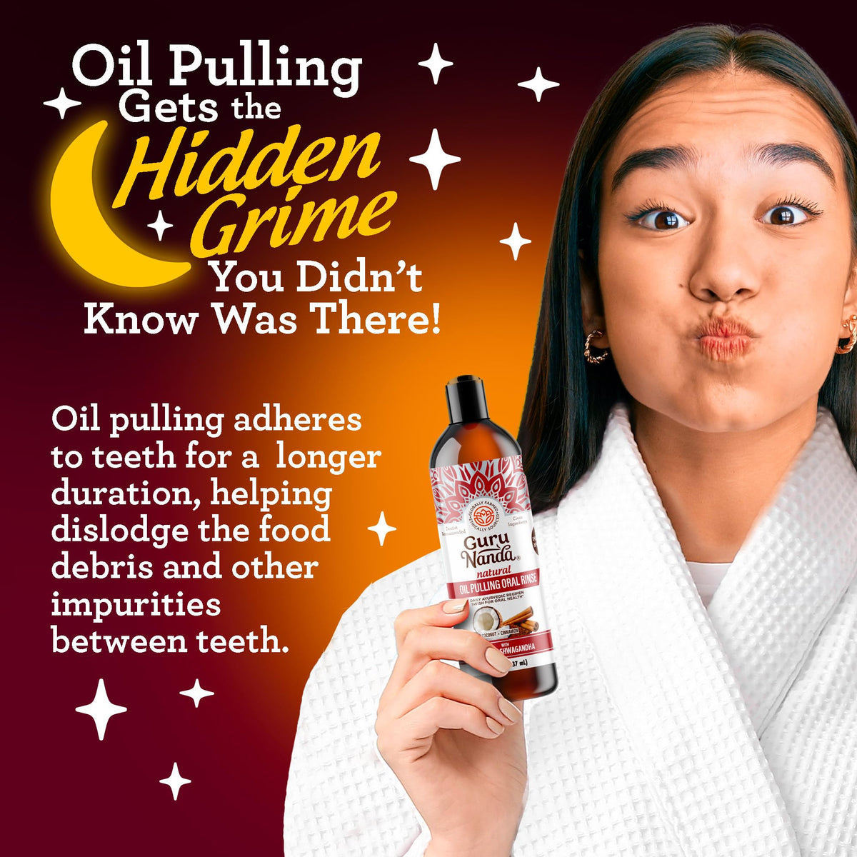 GuruNanda Cinnamon Oil Pulling Mouthwash with Neem & Ashwagandha, 16oz