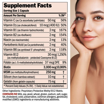 Andrew Lessman ProCaps Healthy Hair, Skin & Nails 60 Capsules | Biotin, Marine Collagen Peptides, MSM & Silica to support Keratin, Collagen and healthy connective tissue.
