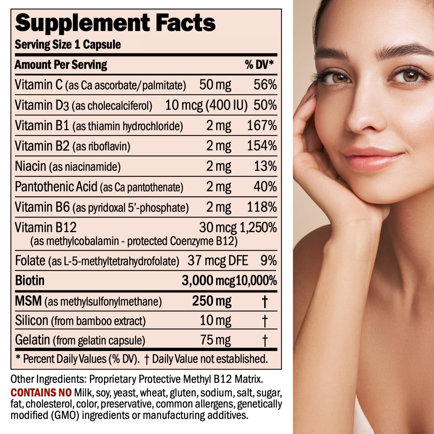 Andrew Lessman ProCaps Healthy Hair, Skin & Nails 60 Capsules | Biotin, Marine Collagen Peptides, MSM & Silica to support Keratin, Collagen and healthy connective tissue.
