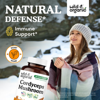 Wild & Organic Cordyceps Mushroom Tincture - Energy & Immune Support - Cordyceps Sinensis Extract Supplement - Liquid Mushroom Drops - Add to Tea & Mix with Powder - Sugar & Alcohol-Free - 4 fl oz