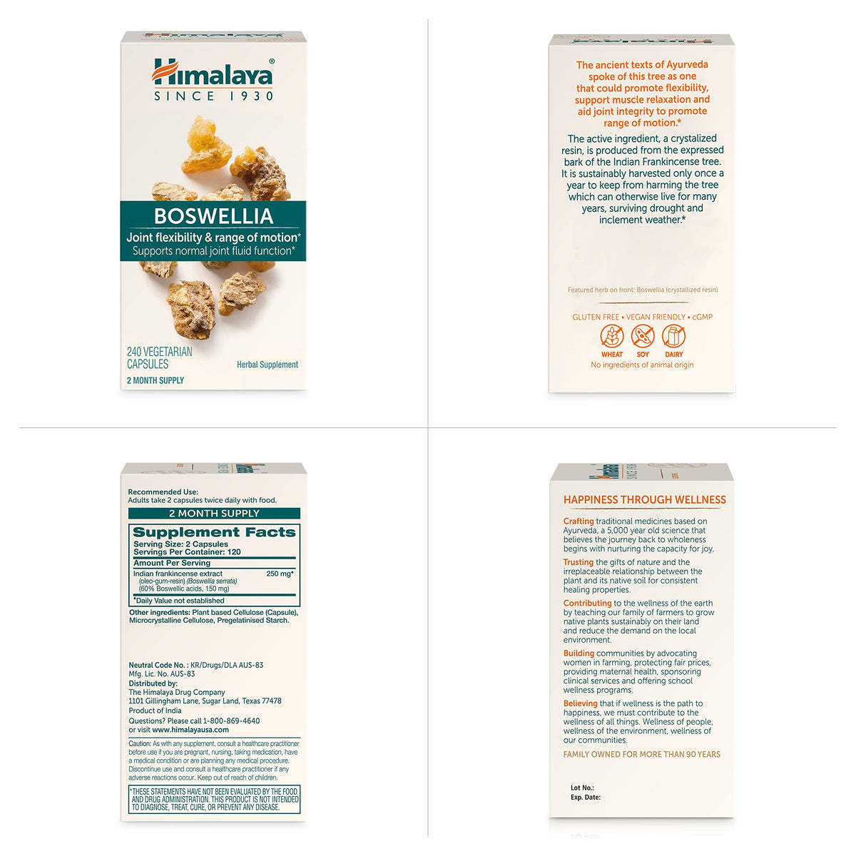 Himalaya Boswellia Extract Supplement for Joint Health, 250 mg,120 Capsules