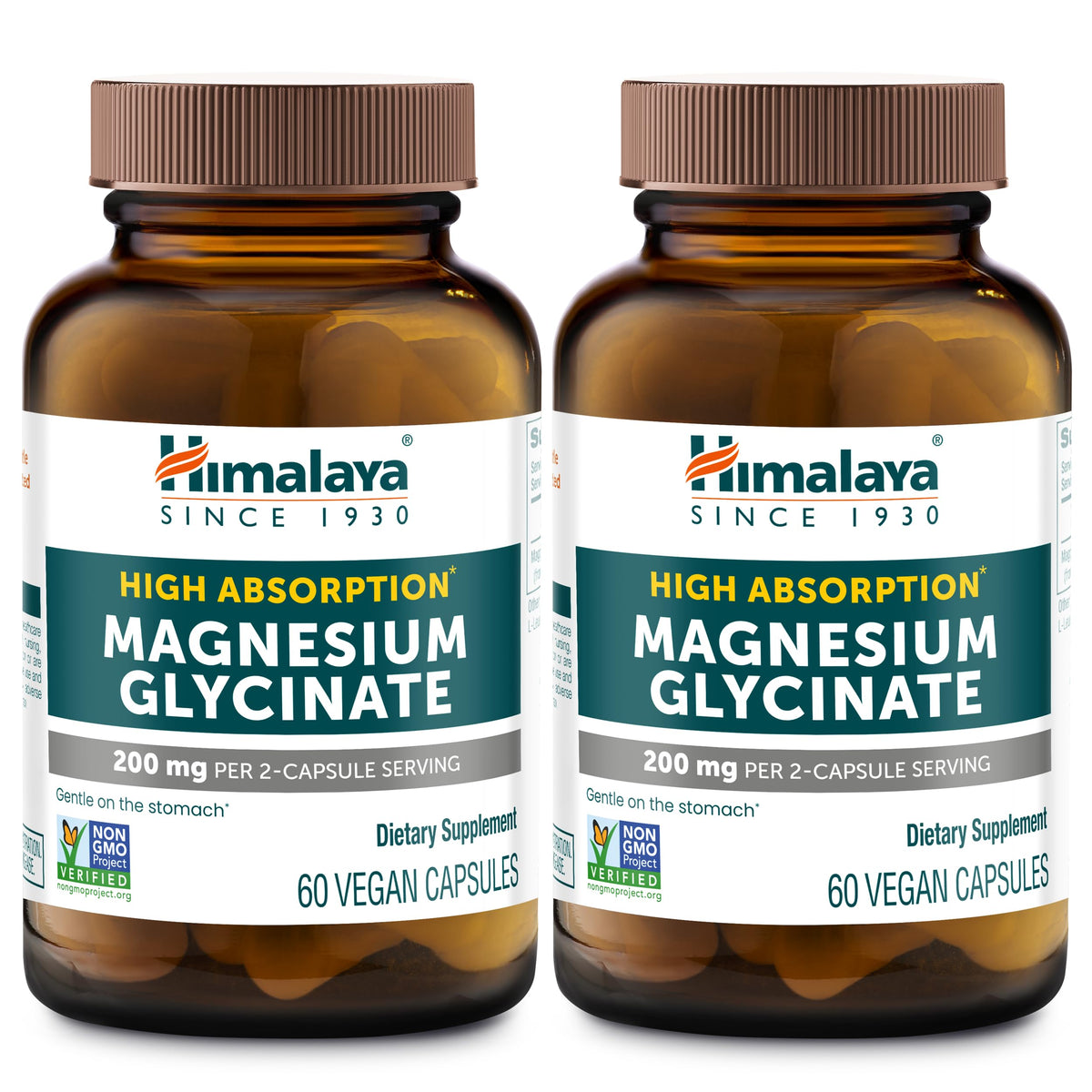 Himalaya Magnesium Glycinate, High Absorption, 200 mg, 60 Vegan Capsules,