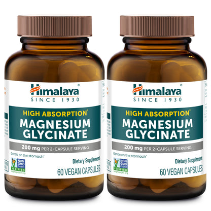 Himalaya Magnesium Glycinate, High Absorption, 200 mg, 60 Vegan Capsules,