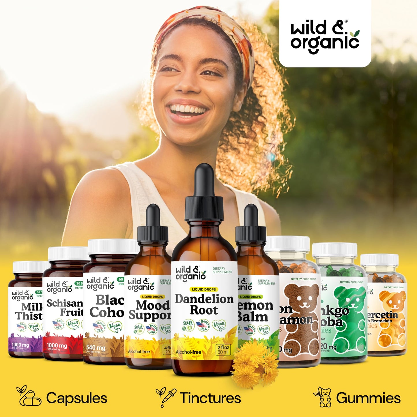 Wild & Organic Dandelion Root Extract Drops - Liver Cleanse Detox - Herbal Dandelion Tincture - Liver Support Supplement - Add to Tea - Vegan, Sugar & Alcohol-Free Liquid Drops - 4 fl oz