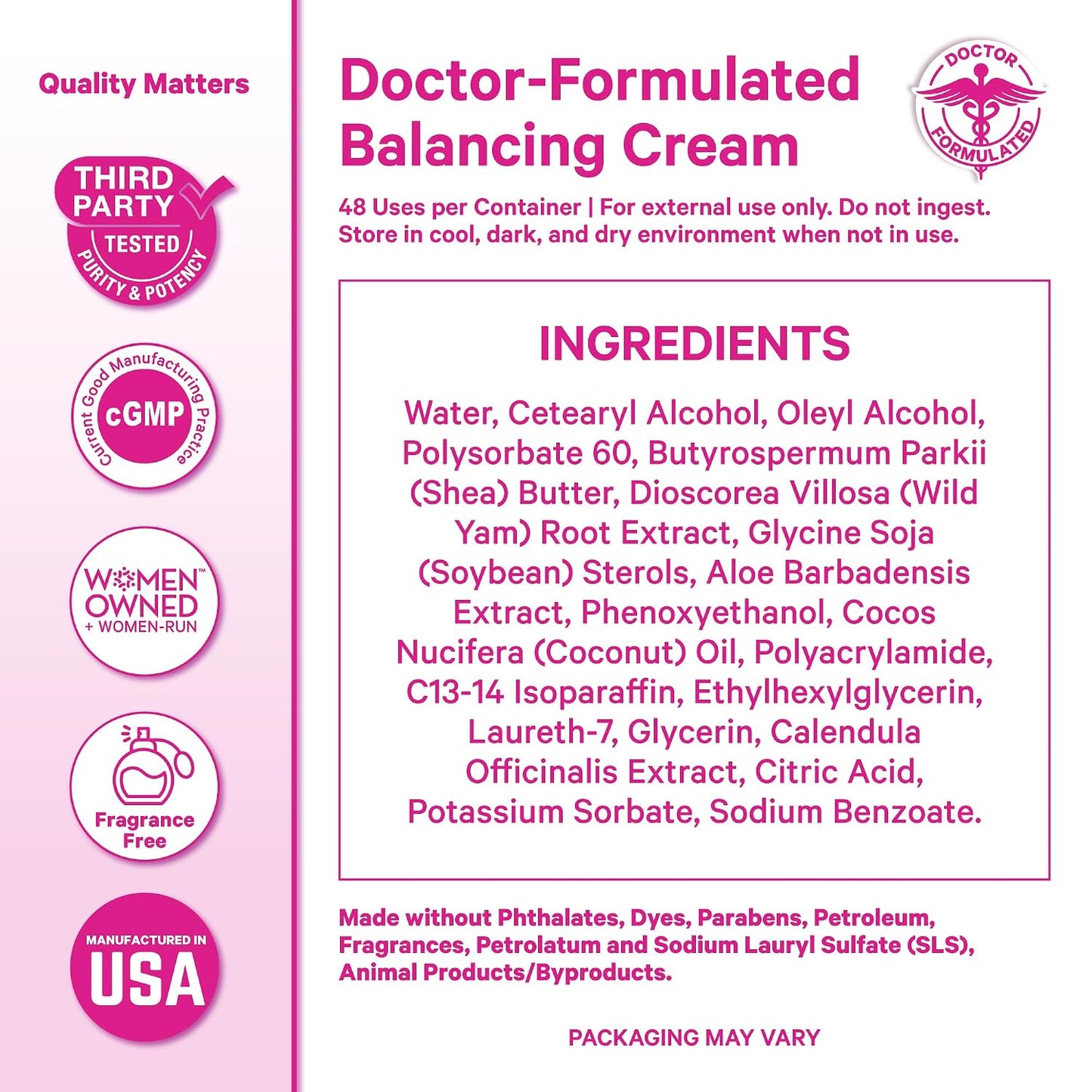 Pink Stork Wild Yam Cream for Hormone Balance - Unscented, 4 oz | Doctor-formulated hormone-free topical cream. PMS, fertility, perimenopause + menopause support. cGMP tested, fragrance-free.