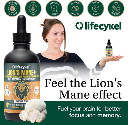 Life Cykel This is It Pack - Chaga, Lion's Mane & Cordyceps Mushroom Extract - Full-Spectrum Mushroom Tincture for Energy, Mental Clarity & Immune Support - Vegan, Non-GMO- 2Fl/Oz Per Bottle