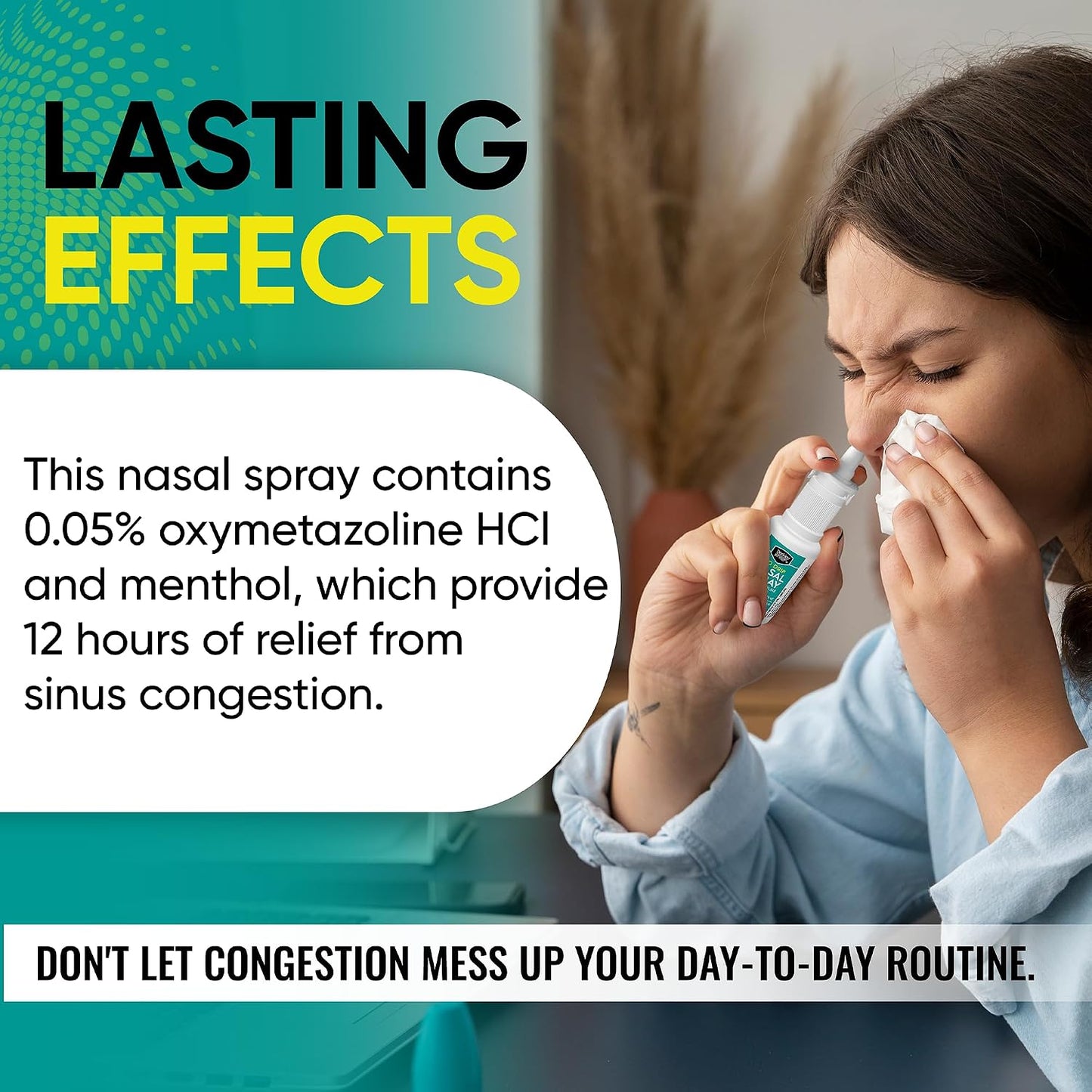 Berkley Jensen No Drip Severe Congestion Nasal Spray - Maximum Strength Decongestant with Oxymetazoline HCl & Menthol - Pump Mist Applicator, No Steroid, 12 Hour Relief, 1 Fluid Ounce (Pack of 3)