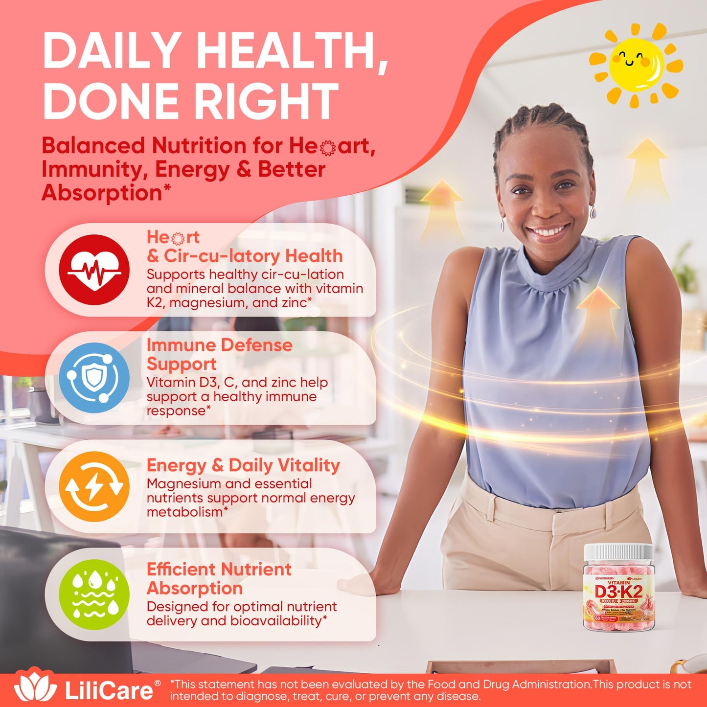 Vitamin D3 K2 Gummies 5000IU / 10,000 IU with 500mg Calcium + K2 (MK-7), Magnesium, Vitamin C & Zinc, For GLP-1 Users, Extra Strength - Ultimate Absorption for Bones, Muscles & Teeth, Vegan, 60Count