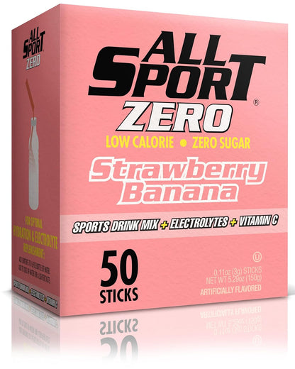 All Sport Zero Powder Sticks, Sugar Free, Strawberry Banana, 50 Count