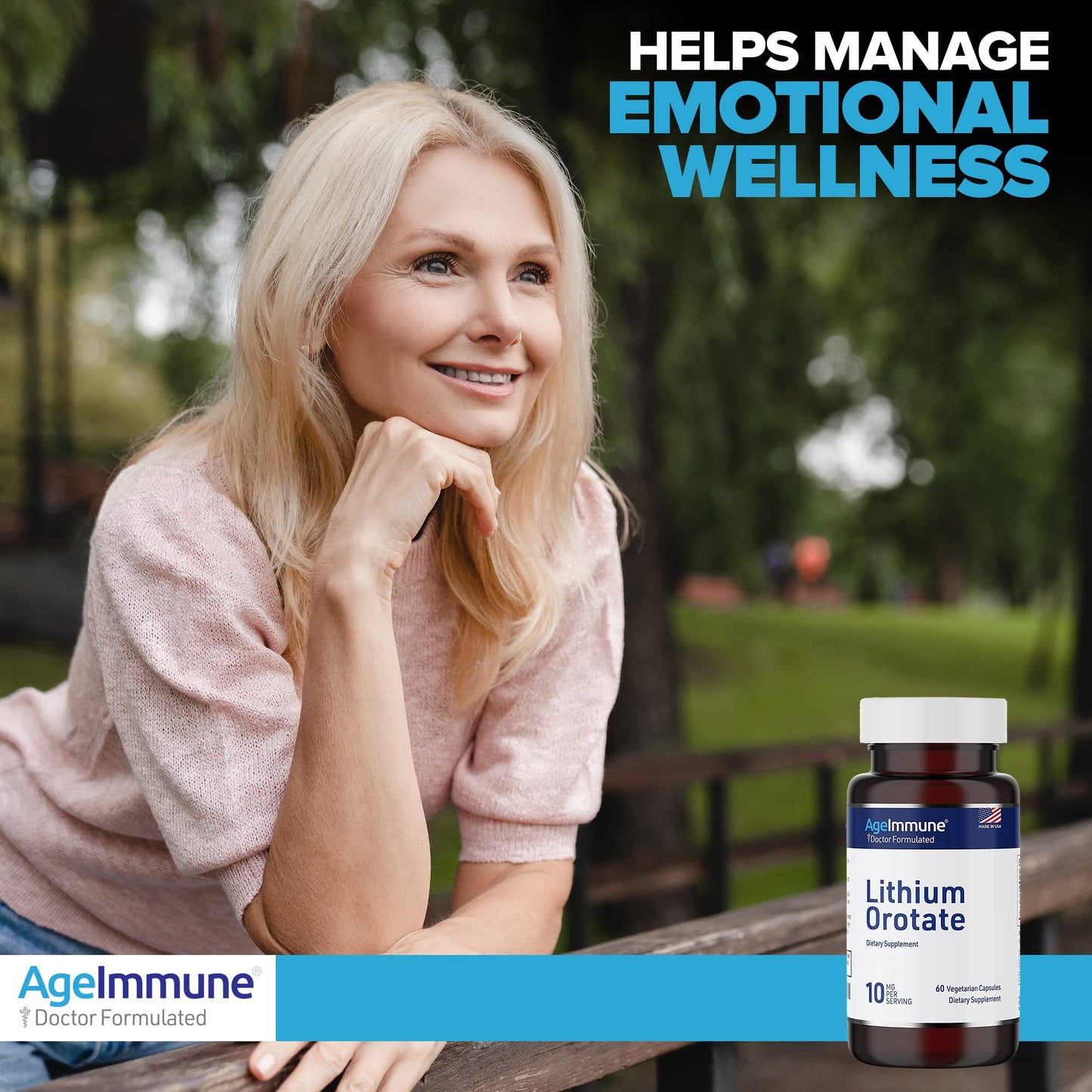 Lithium Orotate 10mg per Capsule - 60 Vegetarian Capsules. Memory and Emotional Wellness Support - Magnesium Stearate Free - 2 Months Supply of Lithium Supplement.