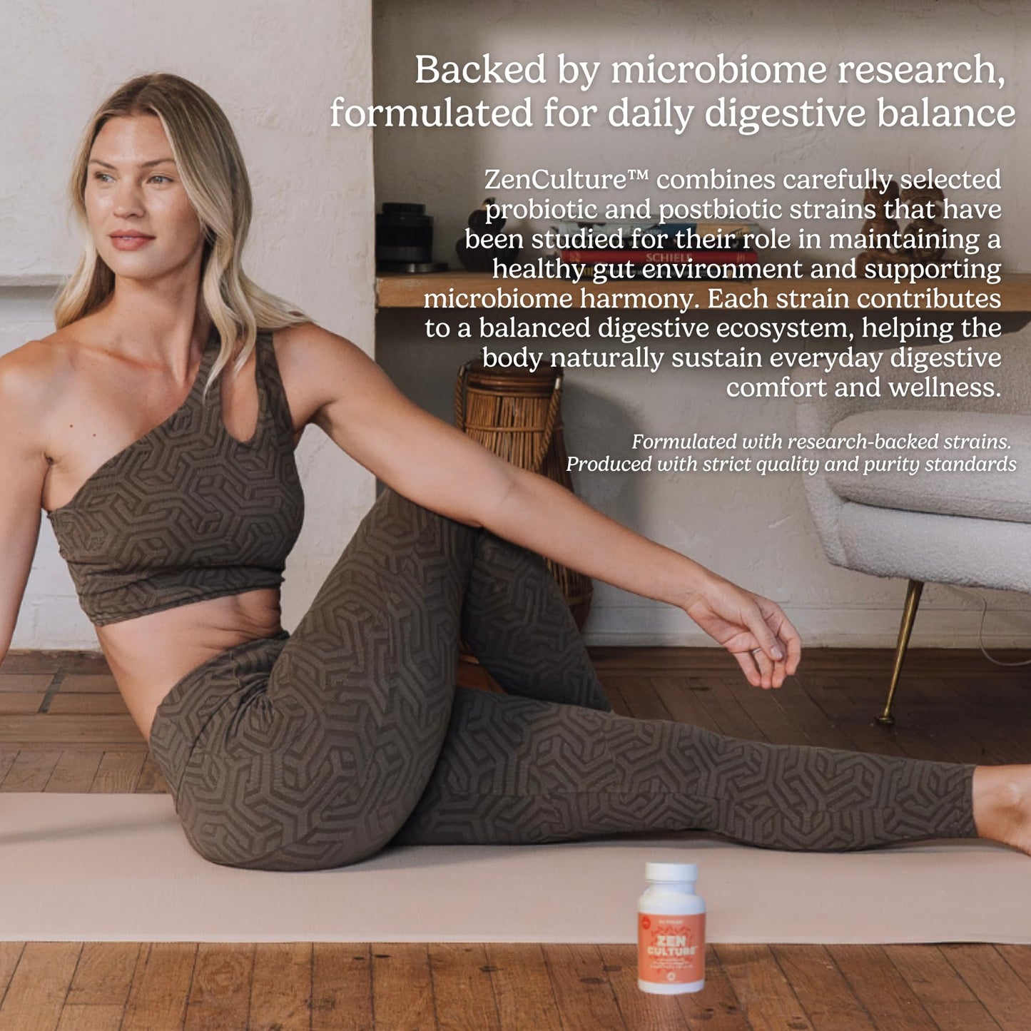 Zen Principle Zenculture™ – 4-in-1 Synbiotic Supplement (Probiotic + Prebiotic + Postbiotic + Digestive Enzymes) with CoreBiome®. Anti Bloating, Immune & Brain-Gut Health. 60 Capsules