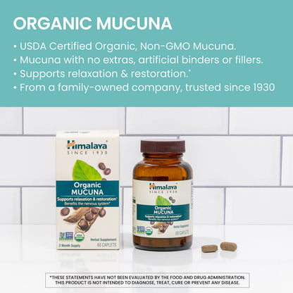 Himalaya USDA Organic Mucuna Pruriens Supplement, 600 mg, 60 Caplets