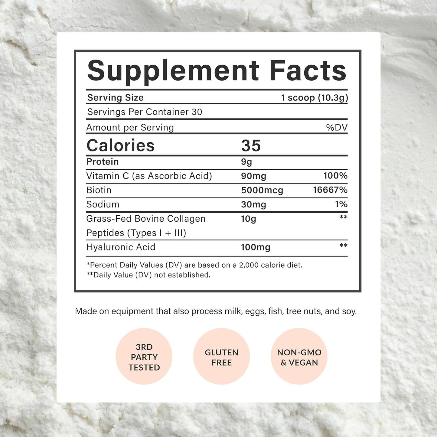 BEAM Collagen Powder, Collagen for Women, Collagen with Hyaluronic Acid, Collagen Peptides Type 1 and 3, with Biotin, Grass Fed Bovine, Third-Party Tested, Best for Coffee, Vitamin C, 30 Servings