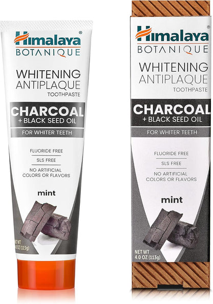 Himalaya Botanique Whitening Antiplaque Charcoal Toothpaste, 4 oz, 2 Pack
