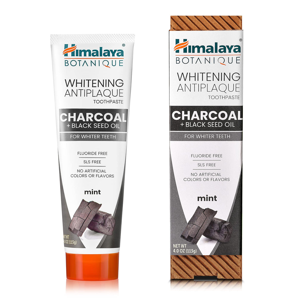 Himalaya Botanique Whitening Antiplaque Charcoal Toothpaste, 4 oz, 2 Pack