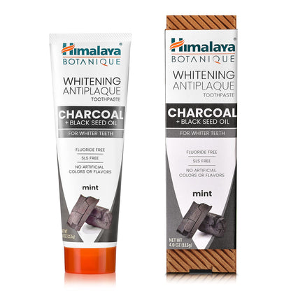 Himalaya Botanique Whitening Antiplaque Charcoal Toothpaste, 4 oz, 2 Pack
