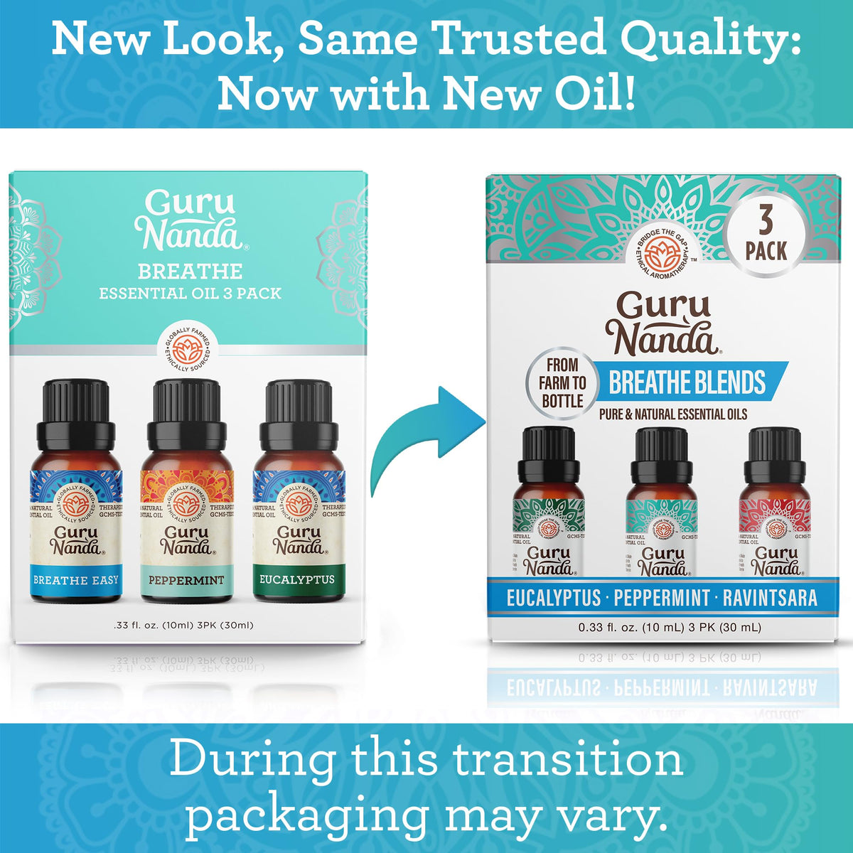 GuruNanda Essential Oils Set – 6 Pack (10mL Each), Lavender, Peppermint, Eucalyptus, Lemongrass, Grapefruit & Ylang Ylang, 100% Natural Aromatherapy Oils for Diffuser, Massage & DIY Candle Making