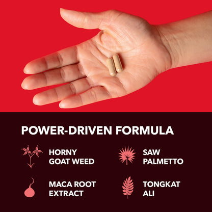 Horny Goat Weed with Maca, Tongkat Ali and Saw Palmetto, 30 Servings | Vegan, Non-GMO, Gluten free Horny Goat Weed Capsules for Men & Women, Extra Strength Performance, 60 Count, 1 Month Supply