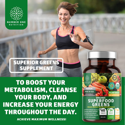 N1N Premium Organic Superfood Greens [28 Powerful Ingredients] Natural Fruit and Veggie